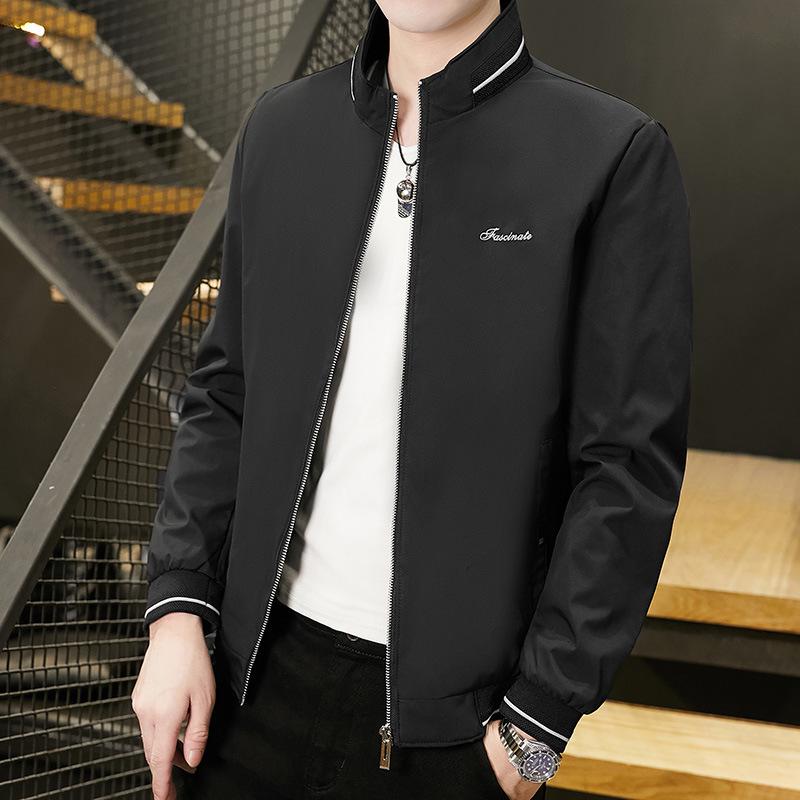 Men's Slim Fit Korean Style Jacket with Fleece Lining, Stand Collar, Versatile Casual Trend.