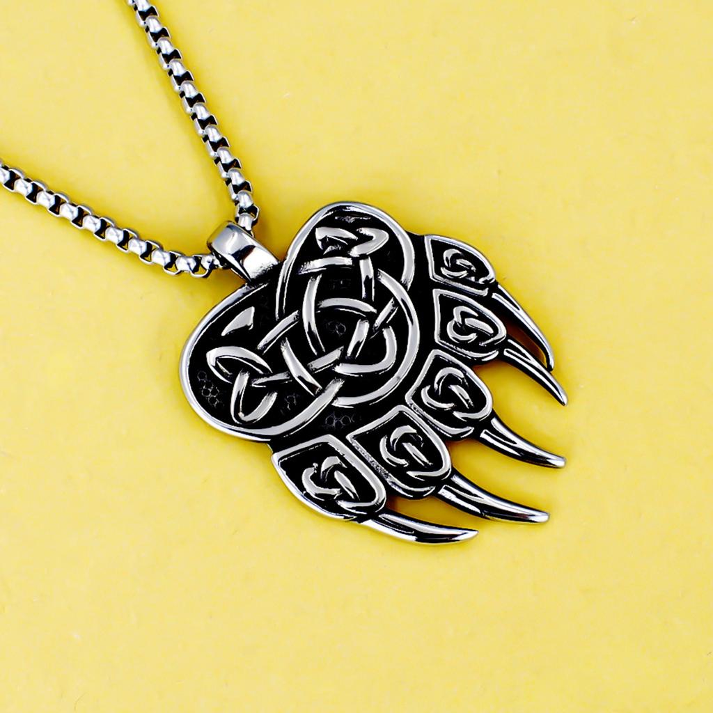 Herren Edelstahl Anhänger Halskette Titanstahl Keltischer Bärenklauen Design Langlebige Kette Edelstahl Schmuck