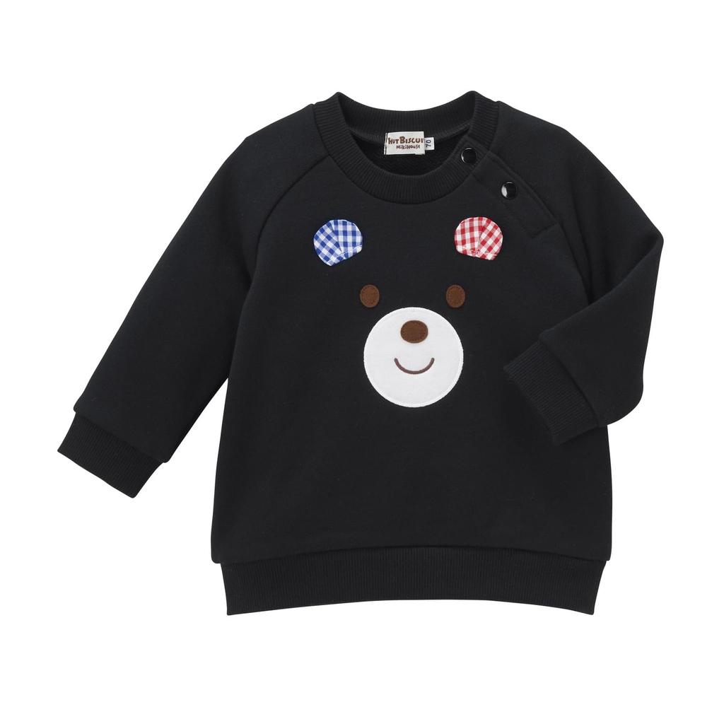 MIKIHOUSE HOT BISCUITS Sweatshirt & Pants Gift Set (Boxed) for Boys and Girls, Baby & Kids, Baby Shower Gift, Black, 70cm, 74-9944-146