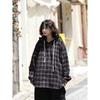 Spring and Autumn New Bsapa Japanese-Style Retro Hooded Plaid Shirt Men's Loose Trendy Couple Shirt Coat