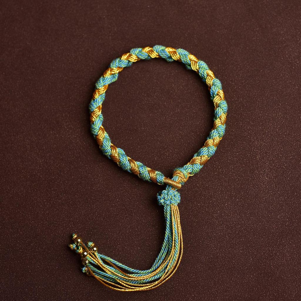 Tibetan Dragon Scale Knotted Adjustable Five-Color Hand-Woven Ethnic Bracelet