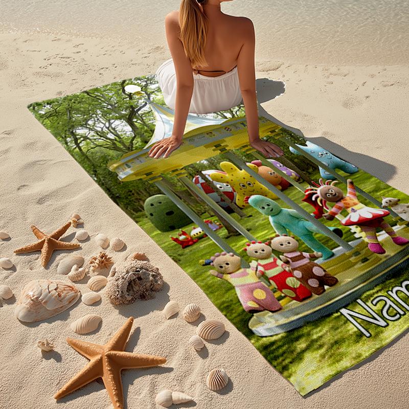 Custom Name Ultra-Soft Beach Towel with In the Night Garden Theme,Ideal for Pool - Camping, Diving - Perfect Travel Essential, Vibrant Beach Towel.