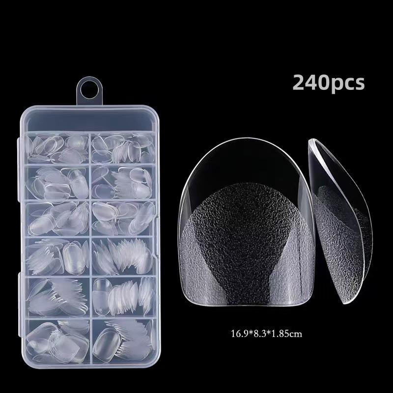 Soft Gel False Nail Tips 120/240/504/600Pcs Semi-matte Finish Square Almond French Coffin Full Cover Extensions Fingertip Set