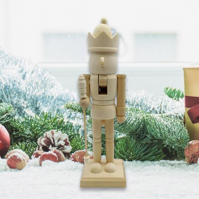 25,5 cm Casse-Noisettes de Noël Roi Soldat Bois Casse-Noisettes Inachevés Figurine Artisanat Peinture Marionnette Non Peinte Ornement