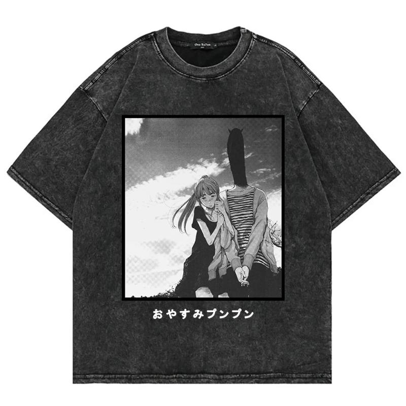 T-shirt Graphique GOODNIGHT PUNPUN pour Hommes Femmes Vêtements T-shirt Été Manches Courtes Hauts T-shirt en Coton Lavé Surdimensionné