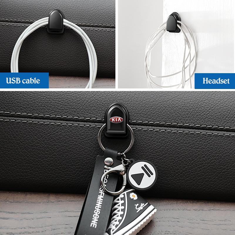 Car Hooks USB Cable Headphone Keychain Trunk Bag Invisible Hanger Fastener Clip for Kia Rio Ceed Sportage Cerato Soul Sorento nvhs30