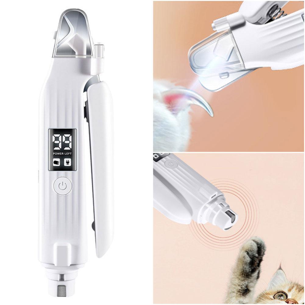 2 in 1 Electric Pet Nail Grinder Quiet and Low Vibration Pet Toenail Clippers with LED Lights for Small Medium Large Dogs/Cats