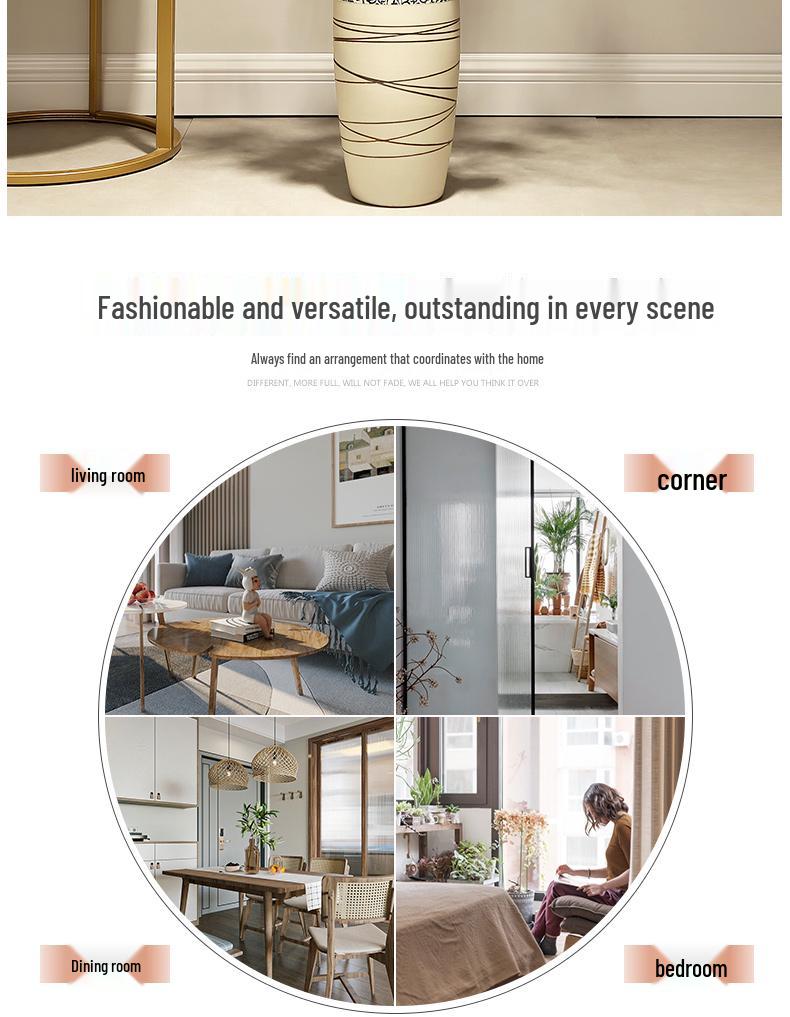 Large European-Chinese Ceramic Floor Vase for Home and Living Room Floral Decor