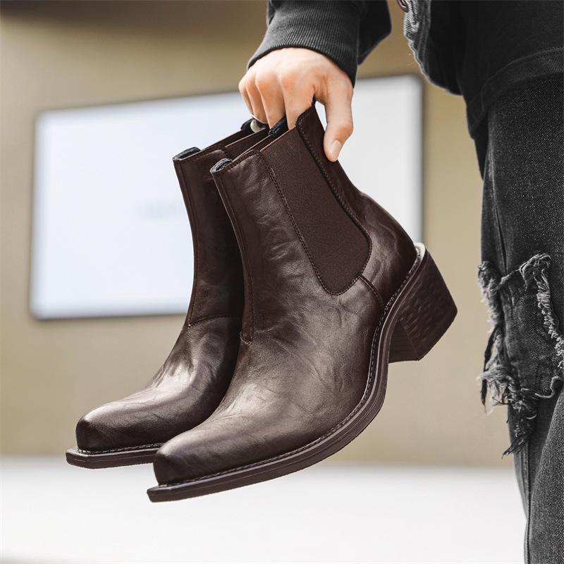 

Ботинки Martin мужские и женские одинаковые осенние и зимние высокие ботинки с заостренным носком Ботинки Chelsea мужские 66627-J 38 светло-коричневого