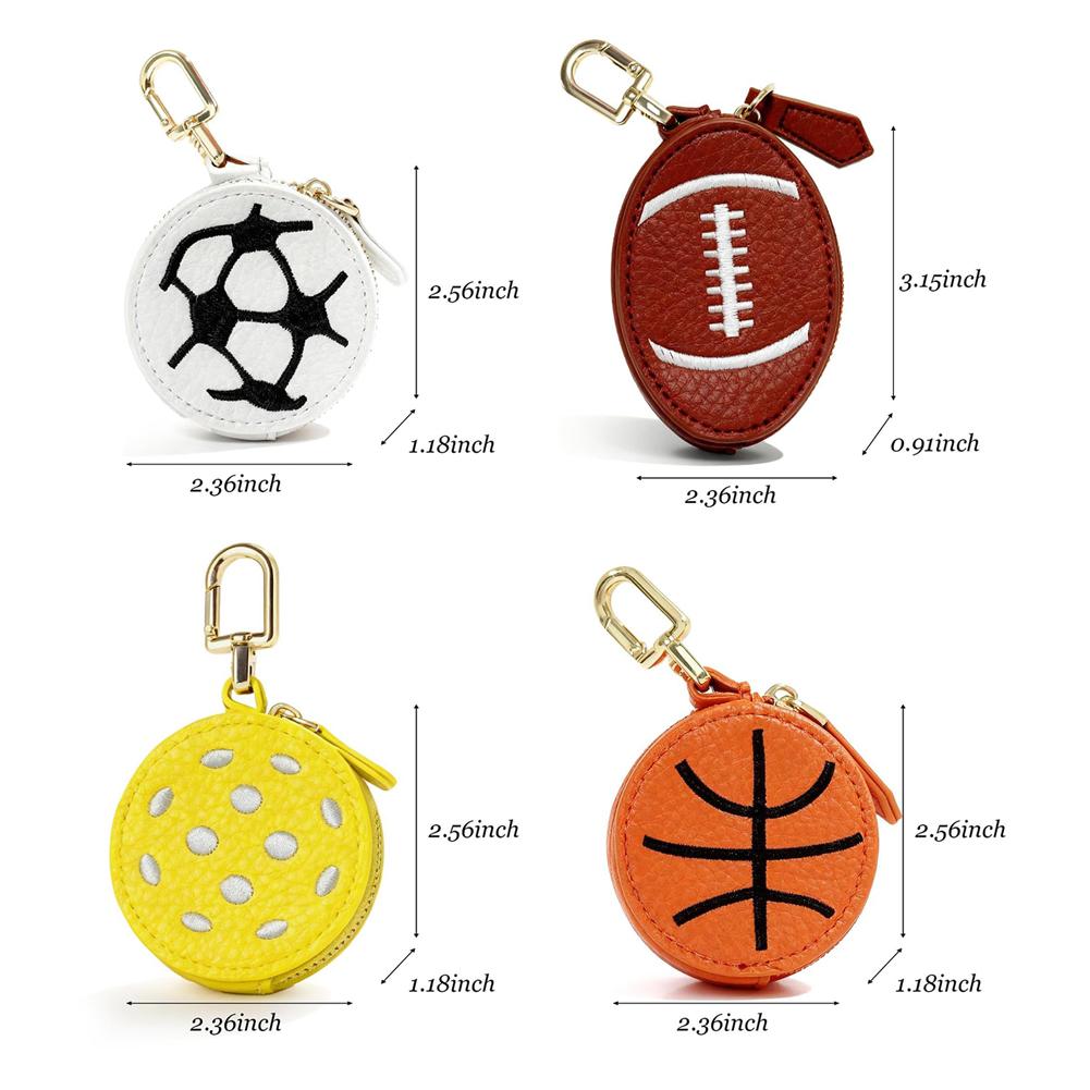 Sporty Basketball Coin Purse Cartoon Ball-Shaped Headphone Pouch Small Waterproof Storage Bag for Earphones & Accessories