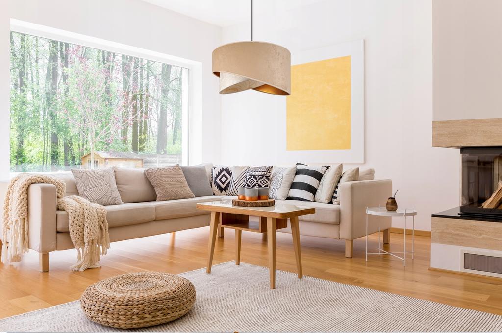 CEILING HANGING LAMP, SLANT LAMPSHADE, LEAVES, 45 Cm