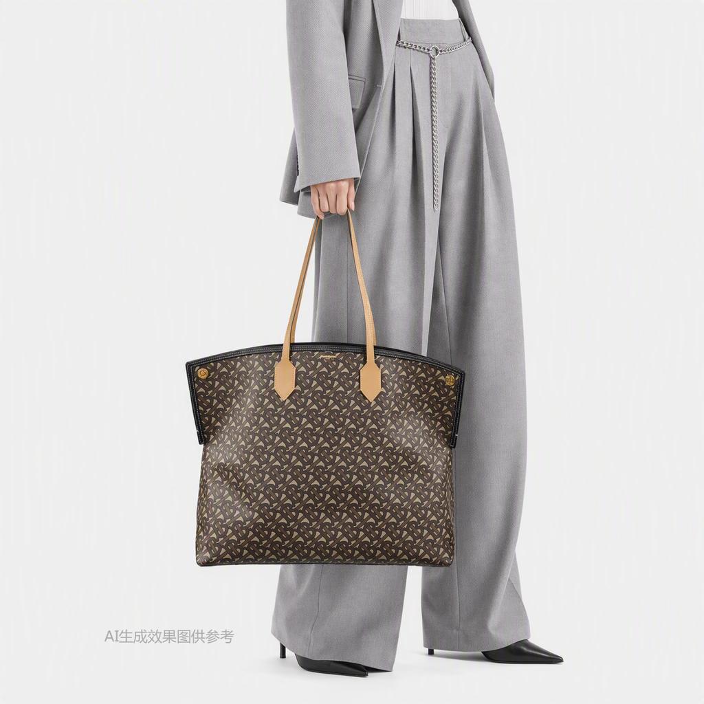 [Pre-Owned] Society Exclusive Logo Monogram Print Strapless Leather Tote Bag - Very Good #CKVJM7