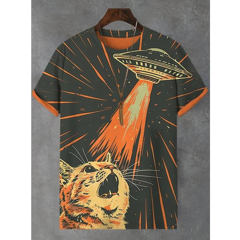 Unisex 2025 T Shirt Men Women Vintage Cartoon Cat 3d Printed T Shirts For Casual Fashion Funny Shirt Tops Tees Male Clothing 6xl