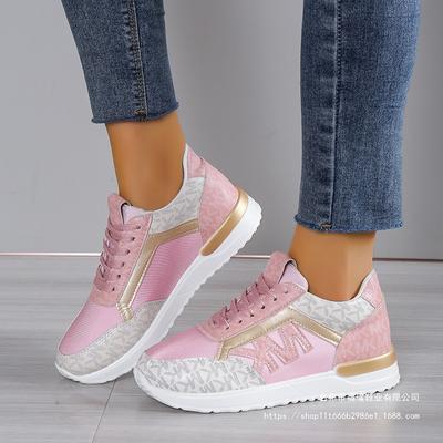Large Size Women's Shoes 2025 Spring and Autumn Women's Splicing Lace-up Leather Surface Casual Women's Sports Shoes Single Shoes Women