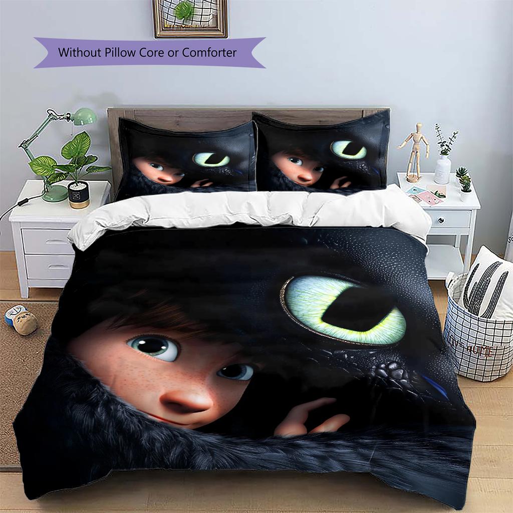Sådan Træner Du Din Drage Hikke & Tandløs Dynebetræk & Pudebetræk, HTTYD Fan Sengetøj, Ideel Gave.chl