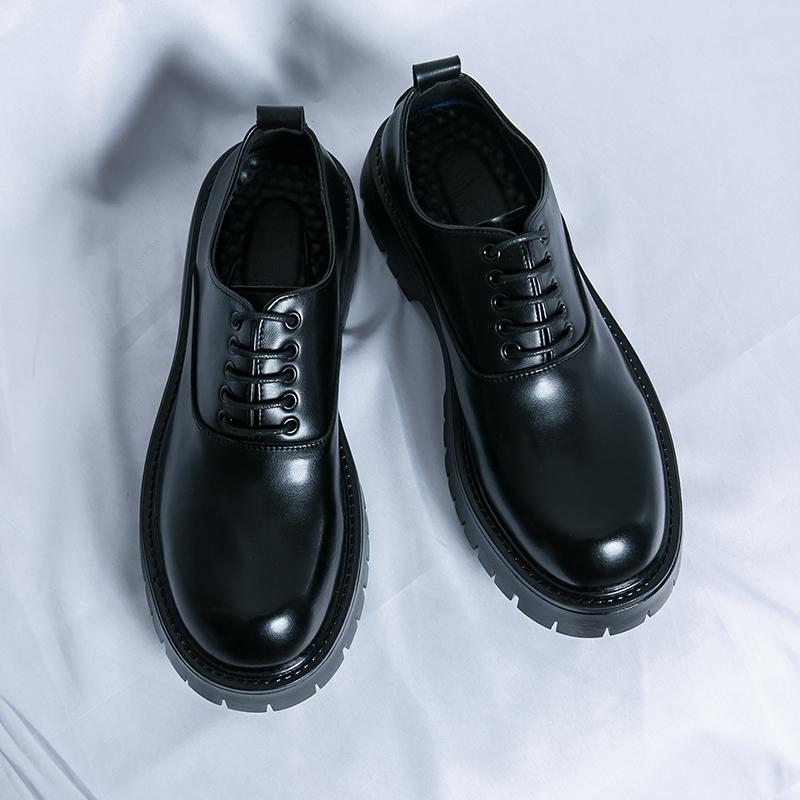

Классические черные мужские модные глянцевые туфли из лакированной кожи на шнуровке, весенние мужские удобные туфли на толстой подошве с противоскользящей подошвой, туфли-губка 45