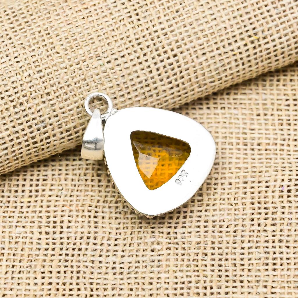 Citrine Gemstone 925 Sterling Silver Handmade Wedding Pendant Jewelry For Thanksgiving