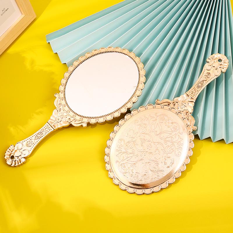 Rose Gold Handheld & Desktop Vanity Mirror with Patterned Design 10.5cm*24.6cm Electroplated Patterned Mirror розового золота