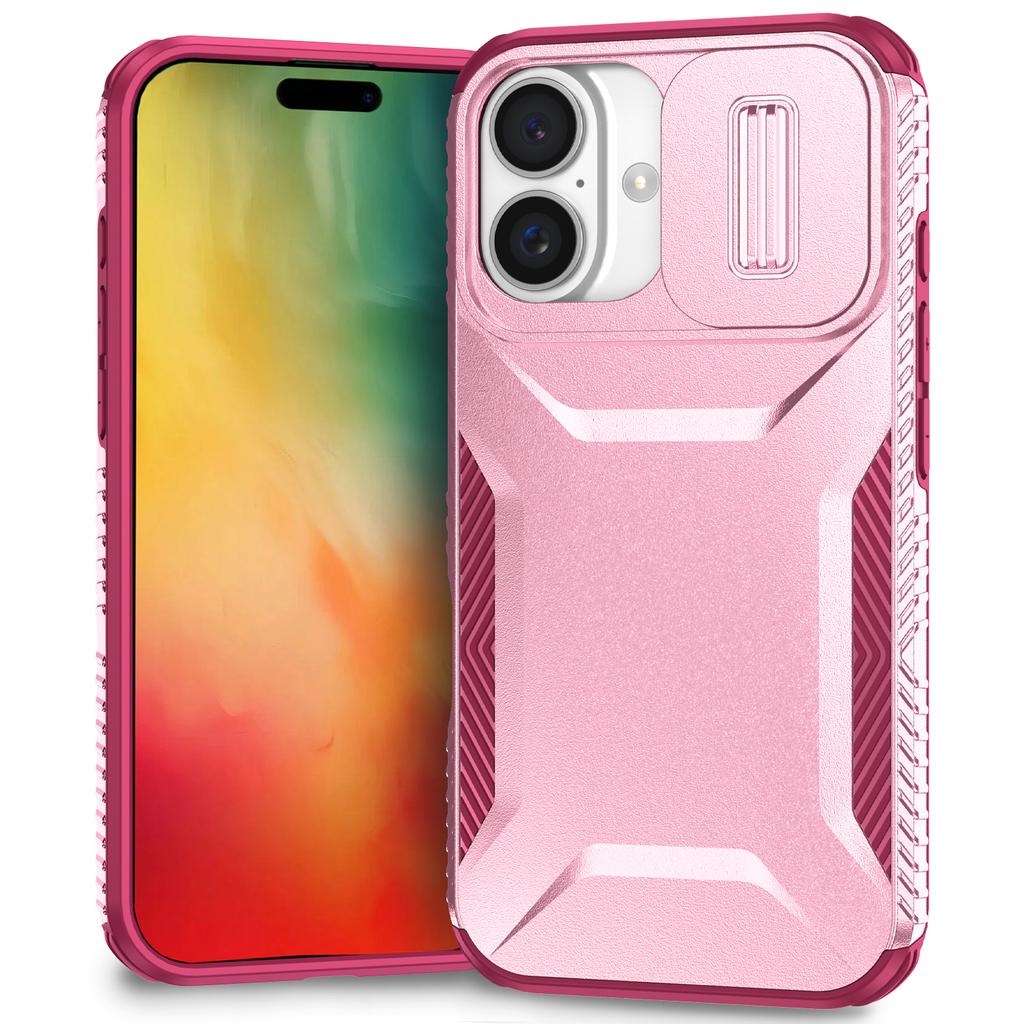 For iPhone 16 Case TPU+PC Phone Protector with Slide Lens Cover