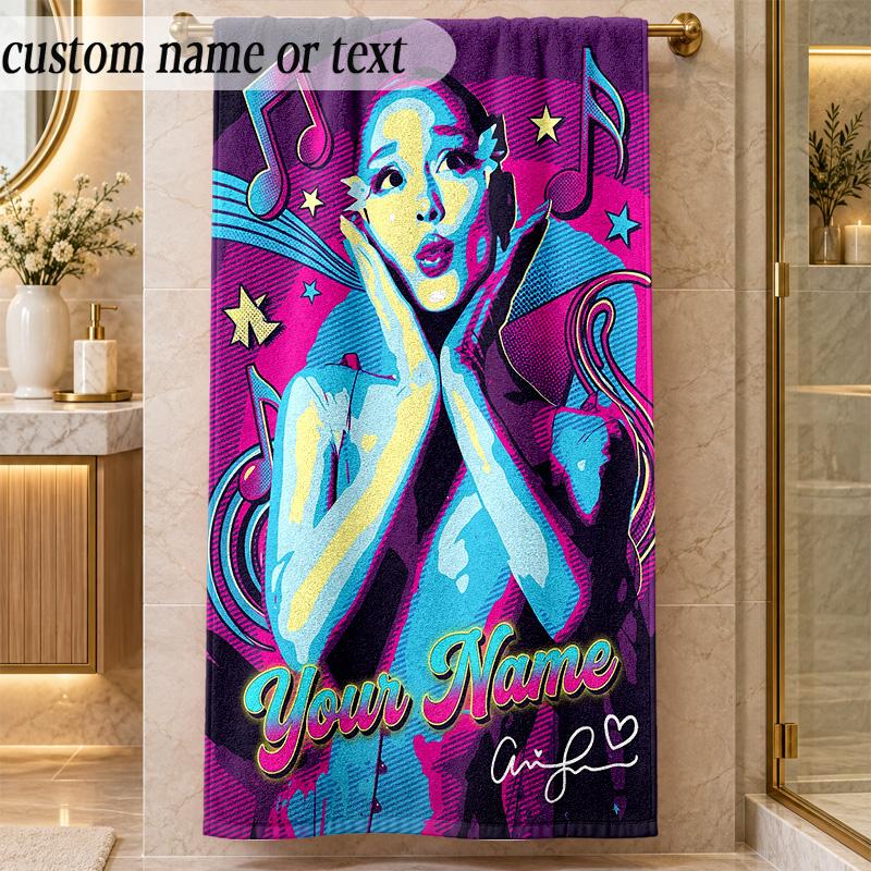 Beach TowelAriana Grande Custom Name Text Personalized Soft Towel for Beach Pool Indoor Home Decor Gift