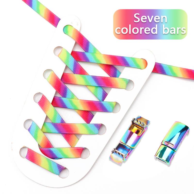 1 Pair Magnetic Lock Shoelaces for Sneaker Rainbow Gradient Flat Elastic Shoelace Adults Kids No Tie Shoe Laces Shoe Accessories