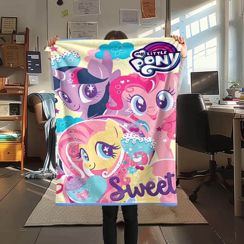 1Pc My Little Pony Print Flannel Blanket, High quality Comfortable for All Seasons, Home Decor, Warmth and Comfort, Perfect for Gifts