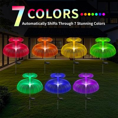 Outdoor LED Jellyfish Fiber Solar Lawn Lights Waterproof Garden Party Decor Flower Solar Lights for Patio Pathway Yard Balcony