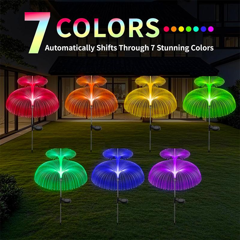 Solar Jellyfish Lights LED Outdoor Waterproof 7 Color Change Garden Landscape Patio Pathway Lawn Decor Solar Flower Lights