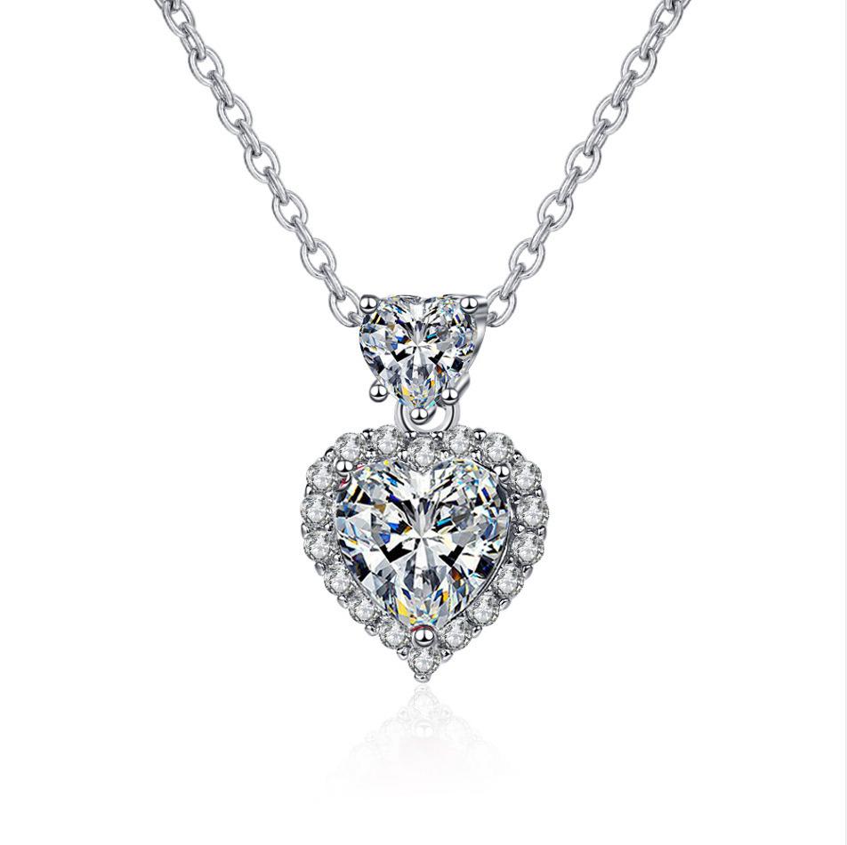 New Fashion 925 Sterling Silver Jewelry Round Zircon Pendants Necklaces Women Fine Semi Rhinestone Circle Clavicle Chain Choker
