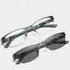 Photochrome Myopiebrille für Herren, Vintage, Business, Halbrahmen, Minussichtbrille, männlich, Outdoor, Farbwechsel-Sonnenbrille, 0 bis 4,0