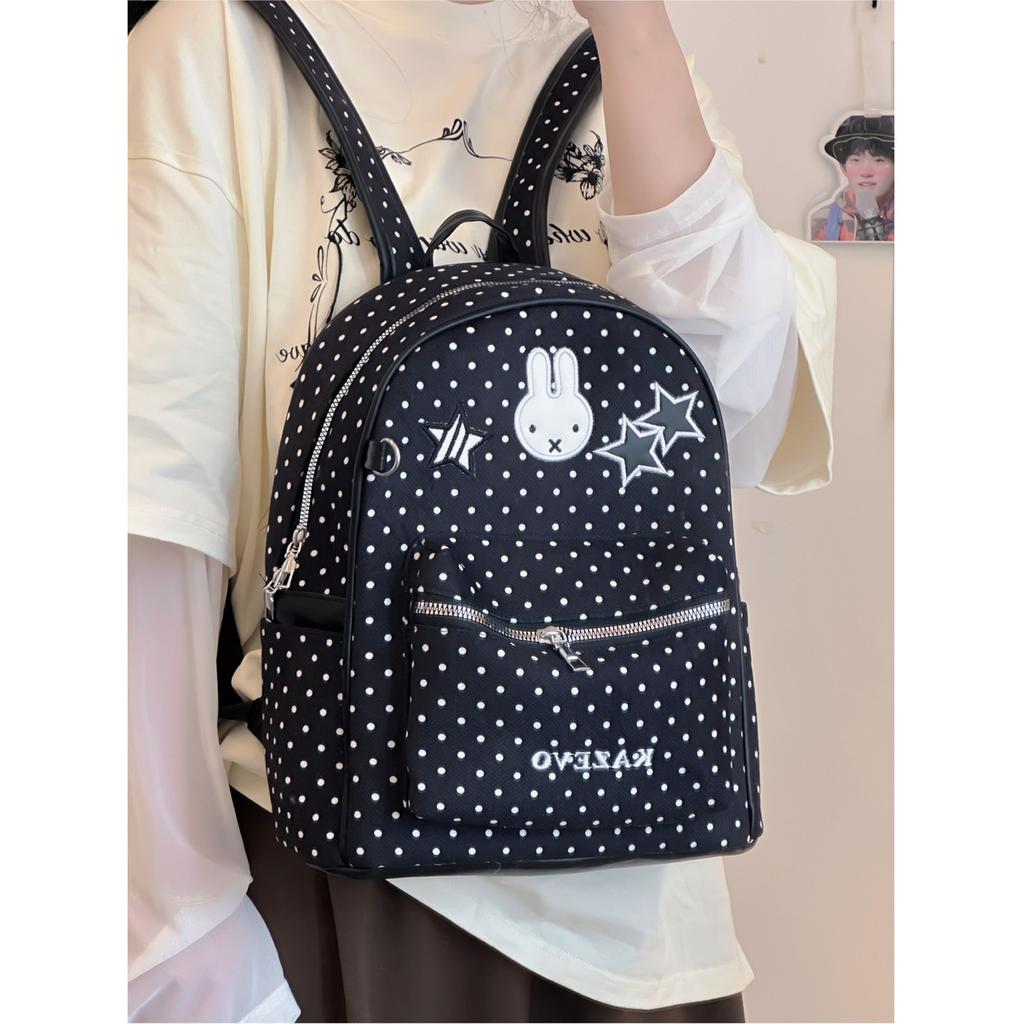 Schoolbag new high-value cute polka dot Miffy rabbit backpack Korean girl backpack large capacity light commuter schoolbag