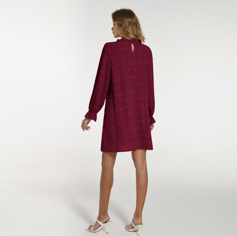 Abito Lungo da Donna alla Moda 2026 con Ricamo a Bolle, Pompon e Tessuto Jacquard a Manica Lunga