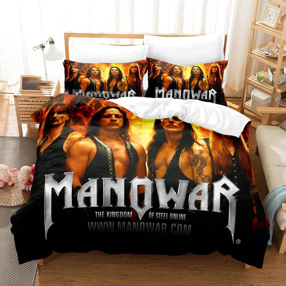 3D Printed Manowar Bedding Set Boys Girls Twin Queen Size Duvet Cover Pillowcase Bed Kids Adult Fashion Home Textileextile