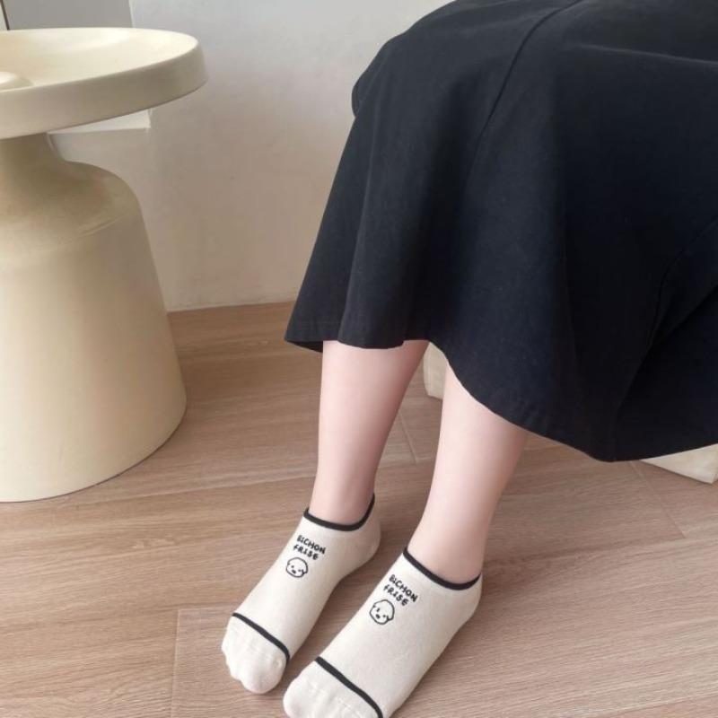 Invisible Puppy Striped Cartoon Boat Socks Summer Women's Style Breathable Short Socks College Style Casual Cotton Socks
