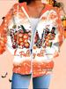 Halloween 3D Printed Hooded Cardigan Plus Size Autumn Winter Retro