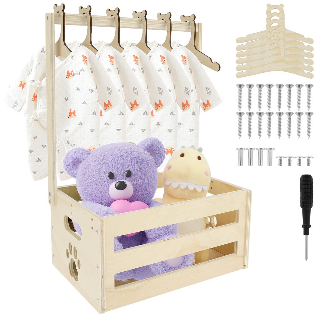 Wooden Baby Shower Crate Closet Sturdy DIY Baby Storage Crate Hamper Basket for New Parent Baby Shower Gift Crate with Handle