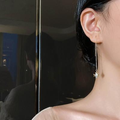 Cute Fish Long Tassel Threader Drop Earrings For Women Girls Gold Color Chain Earring New Fashion Jewelry Gift Pendientes 2023