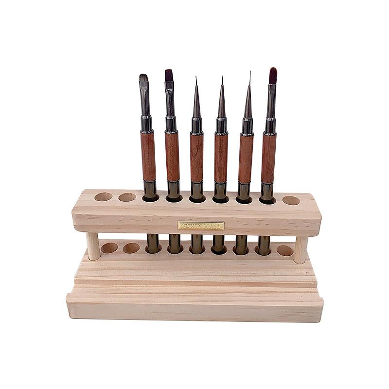 1Pcs Wood Multifunction Desk Organizer Nail Art Pen Holder Phone Stand And Storage Solution For Nail Tool