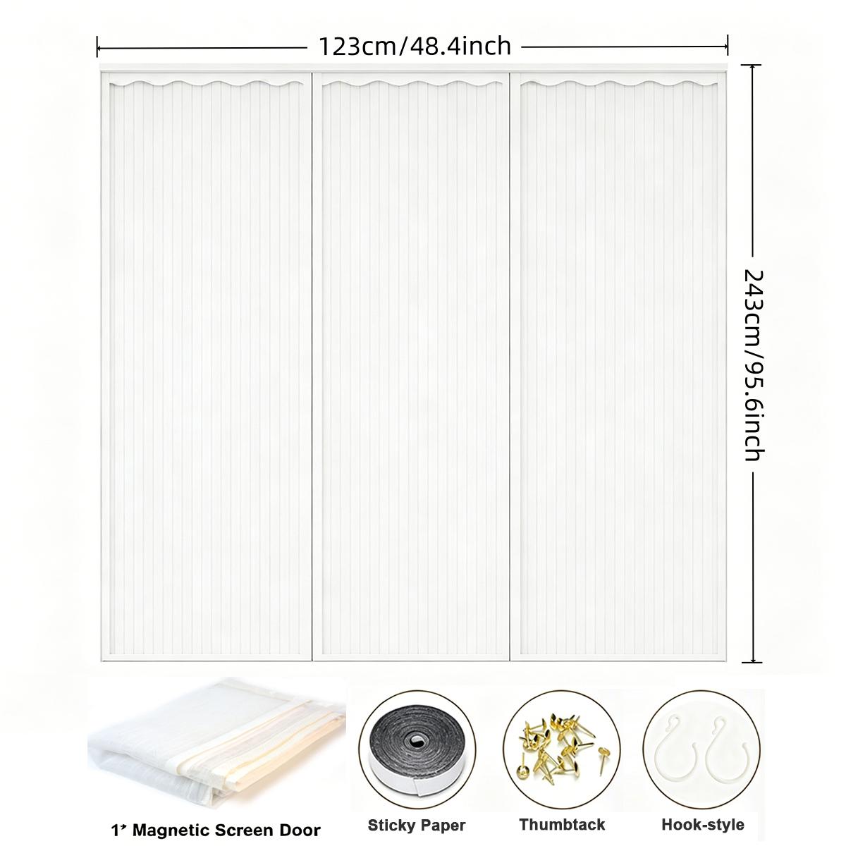 Magnetic Screen Door, Double-Panel Magnetic Mosquito Screen Door, Insect Screen, Suitable for Garage Doors, Sliding Doors, and Garden Gates—White 123*243cm/48.4*95.6
