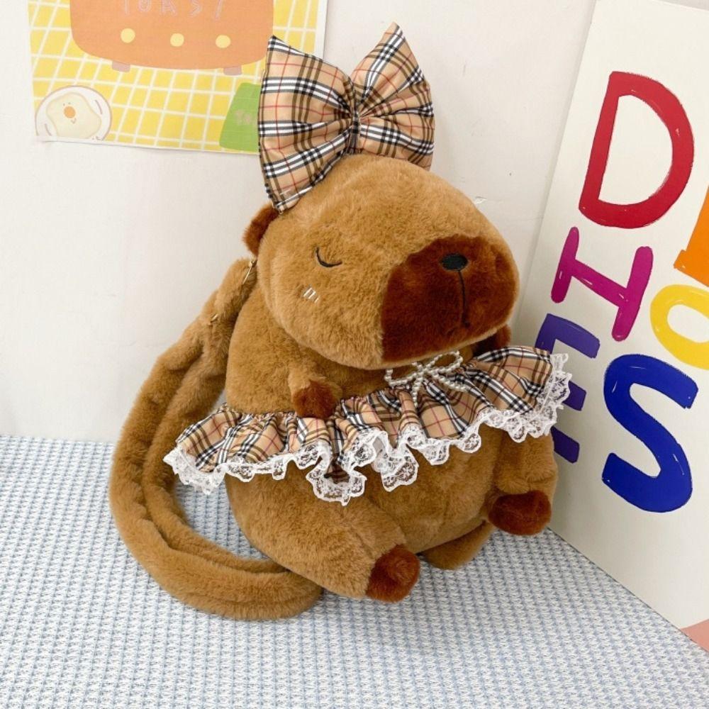 Shoulder Bag Capybara Plush Backpack PP Cotton Stuffed Capybara Knapsack  Kids Playing Supplies