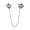 Women Sweater Clip Collar Brooch with Flower Inlaid Alloy Chain Cardigan Buckle Connect Decoration