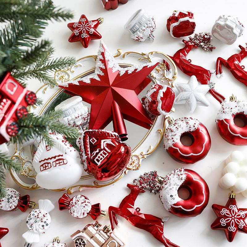 WTEMPO 1 Stück rote Weihnachtsbaumspitze, fünfzackiger Stern, dekoratives Ornament, Vintage, kreative Heim-DIY-Dekoration für Thanksgiving, Weihnachten, Neujahr