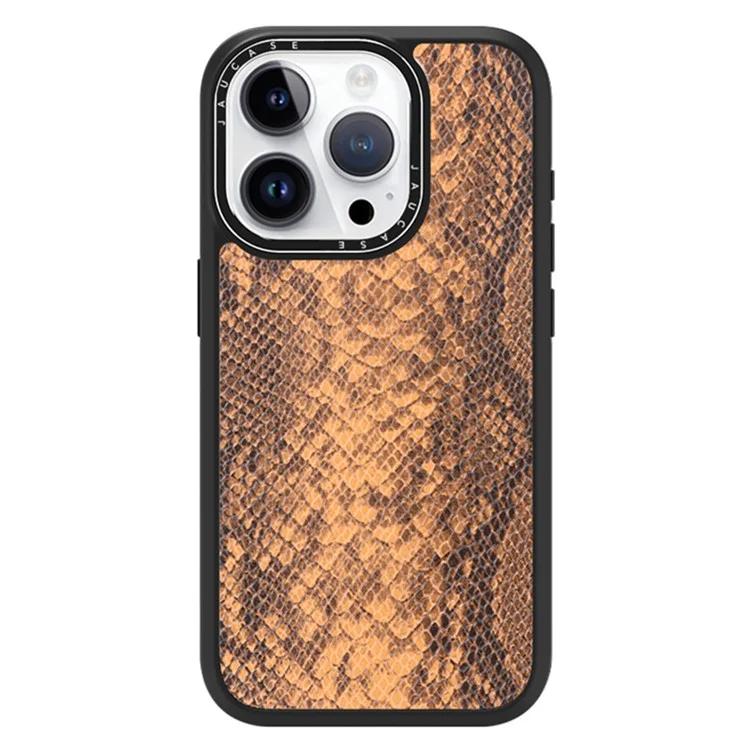 JAUCASE For iPhone 15 Pro Max Case Compatible with MagSafe Snake Texture PU Leather+TPU+PC Phone Cover