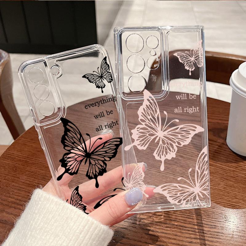 Hollowed Out Butterfly Pattern Phone Case For Samsung Galaxy S26 S25 S24 S23 Ultra S22 Plus S24 S21 FE S25 Edge Clear Soft Cover