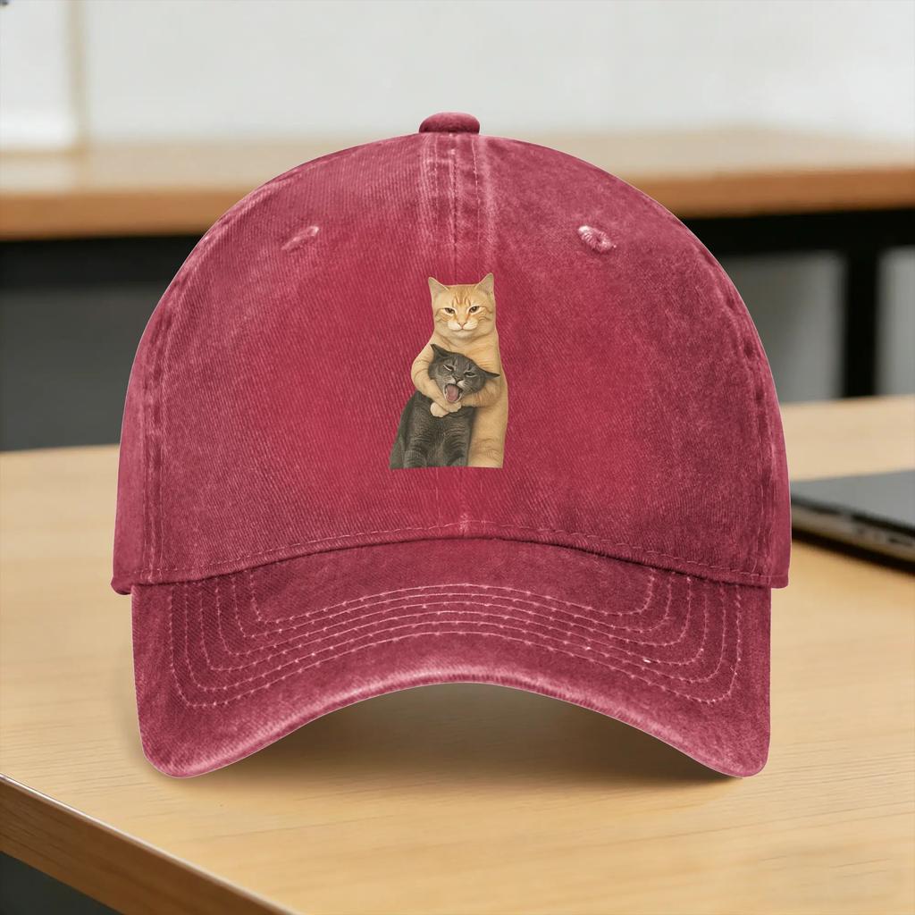 Funny Hug Cats Casual Baseball Cap  Hunting Camping Trucker Hat Summer Breathable Unisex Unisex DIY Print Baseball Caps
