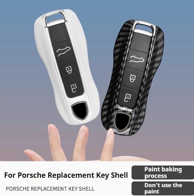 Pour Porsche Boxster Cayman Panamera Cayenne 911 Housse de Clé de Voiture 918 997 991 Étui à Clés en Fibre de Carbone Accessoires de Voiture Housse de Protection