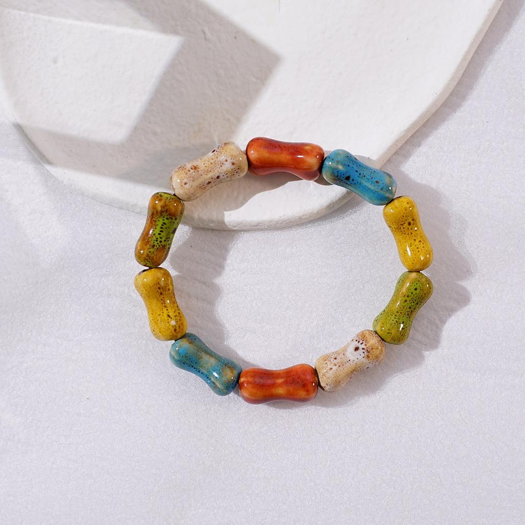Ceramic new fashion flower glaze bead bracelet multi-color leisure ethnic style student