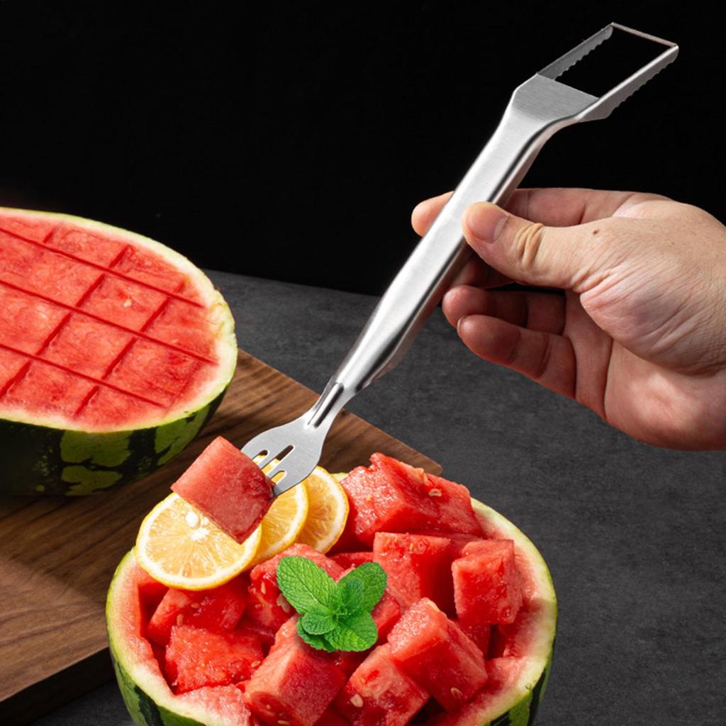 2 in1 Multifunctional Handheld Watermelon Cutter Premium Stainless Steel Fruit Slicer Labor-saving Quick Splitting Tool Portable