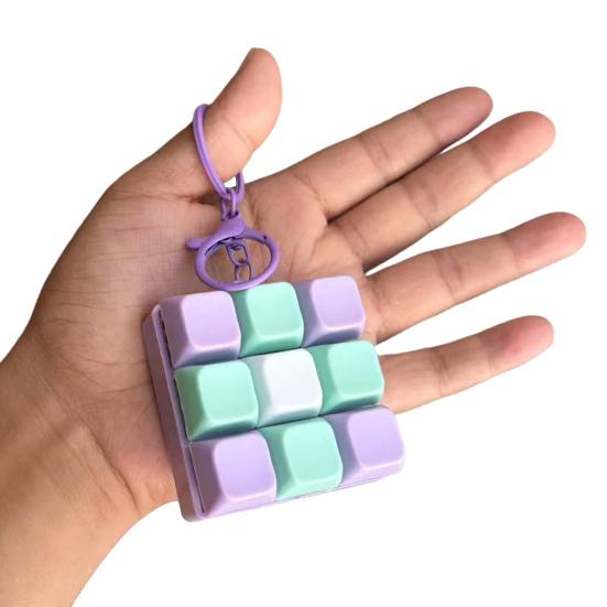 9-Keys Fidget Keyboard Keychain Stress Anxiety Relief Keyboard Clicker Keychain Portable