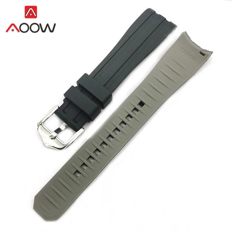 18/20/22mm Rubber Strap Curved End Stainless Steel Buckle Sport Waterproof Diving Men Quality Replacement Bracelet Watch Band